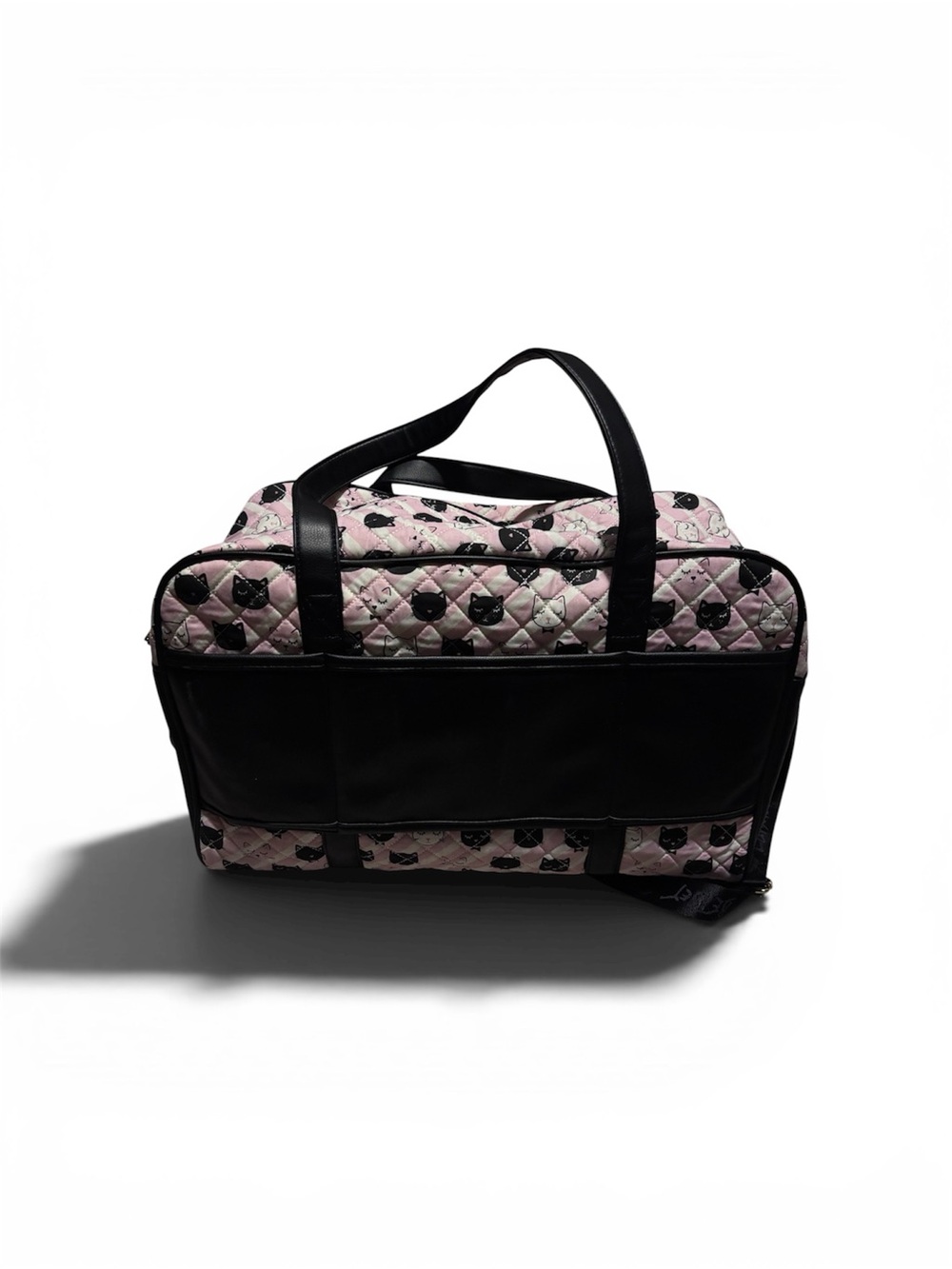 Betsey Johnson Pink Quilted Cat-Print Travel Duffel - Picture 3 of 4